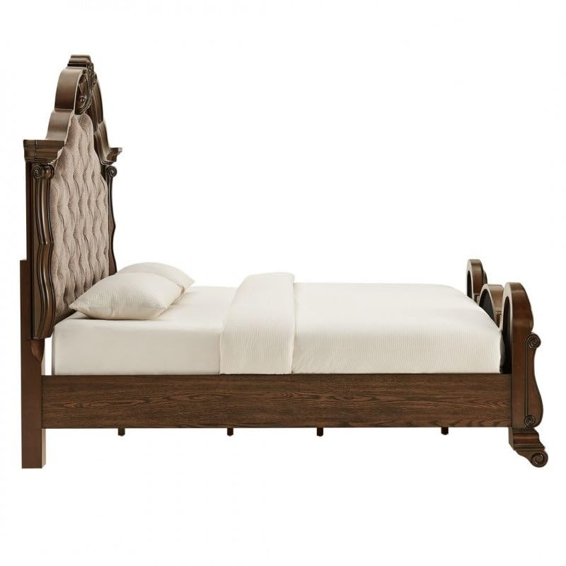 Dark Cherry Wood Eastern King Traditional Platform Bed X8380
