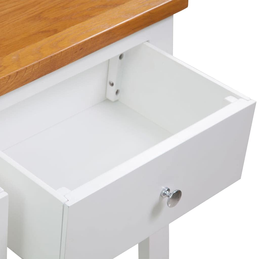 Brown Solid Oak and Acacia Wood Console Table with 2 Drawers and Storage Shelf V722