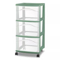 3 Drawer Green Plastic Storage Cart with Wheels L7889