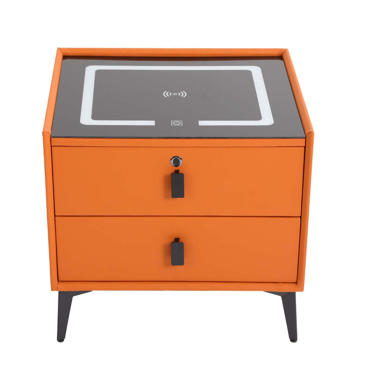 Wooden Nightstand with Fingerprint Lock Drawer and 2 Drawers A307