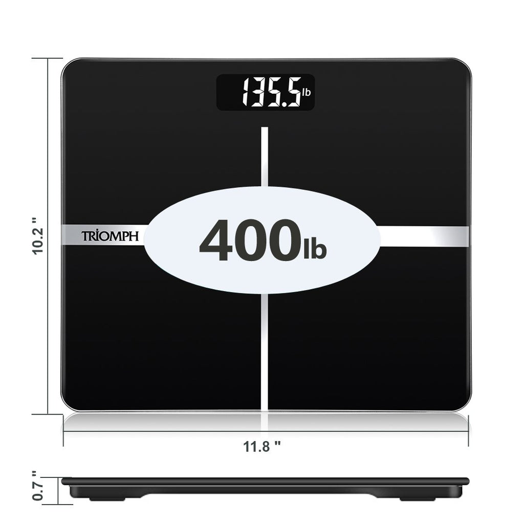 Black Digital Bathroom Scale with Backlit Display M971655