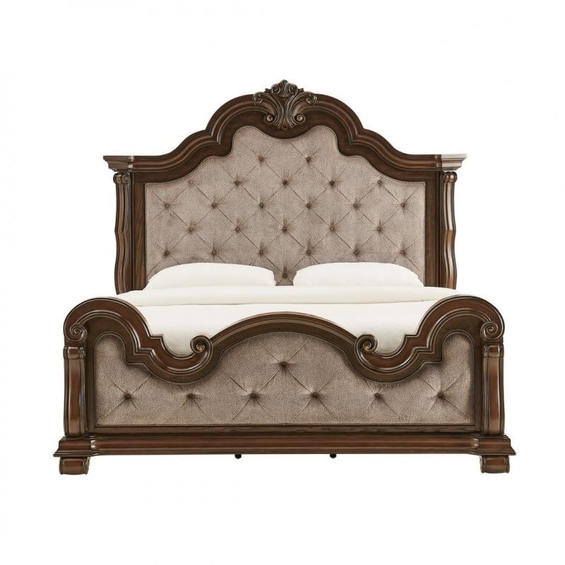 Dark Cherry Wood Eastern King Traditional Platform Bed X8380