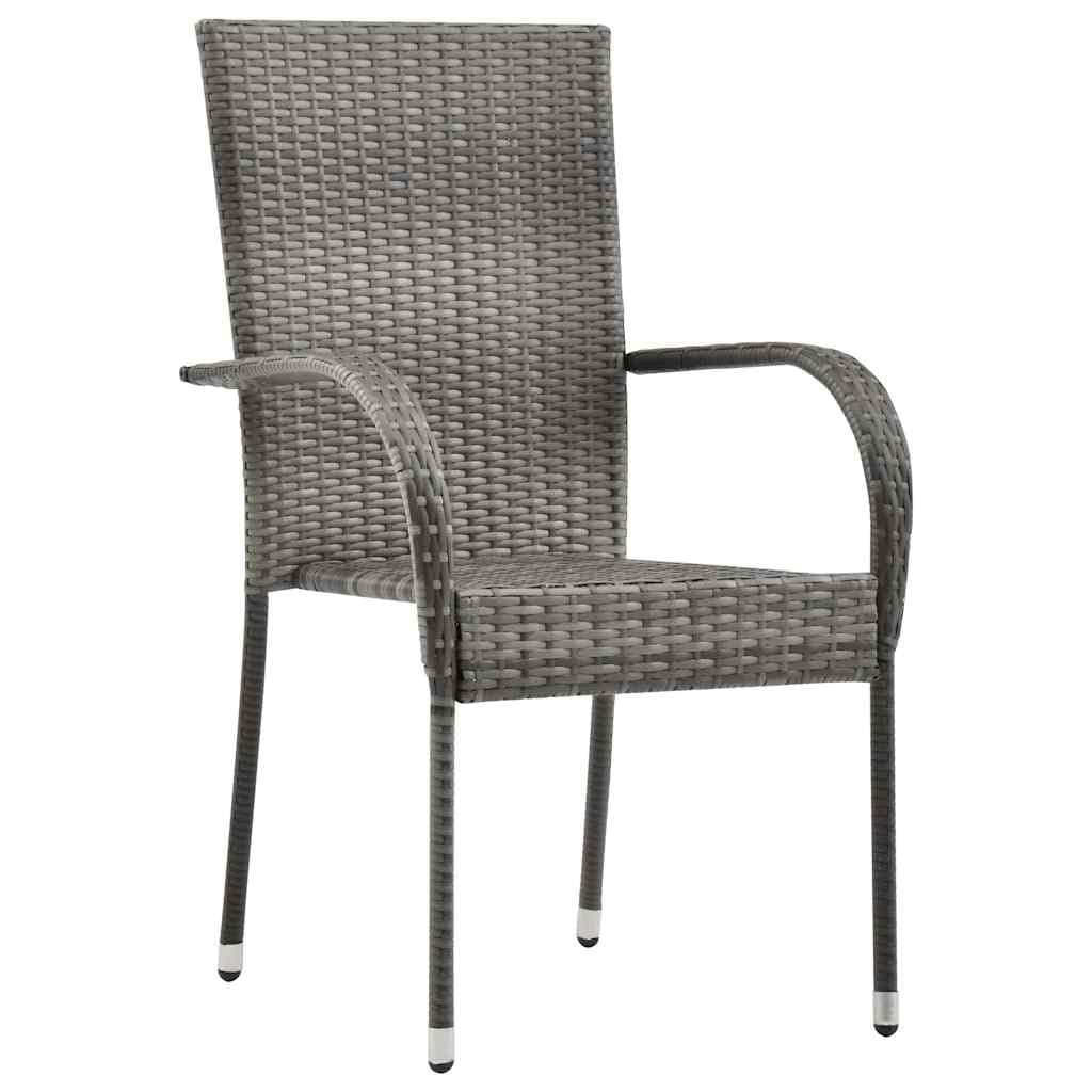 Grey Poly Rattan Stacking Patio Chairs V387991