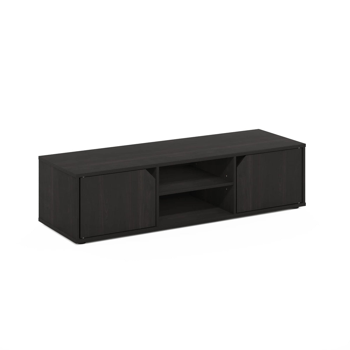 Espresso 2-Tier TV Stand with Open Shelf and Door Cabinets H8286