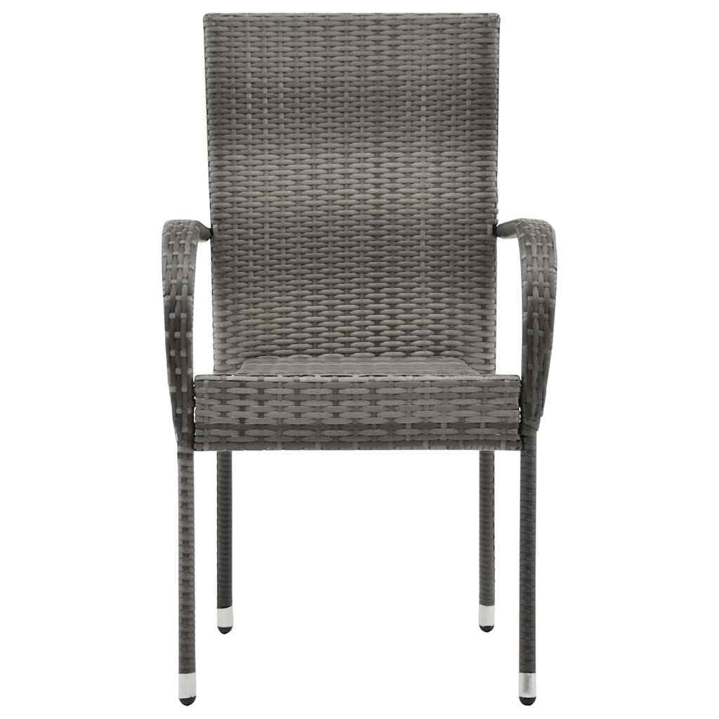 Grey Poly Rattan Stacking Patio Chairs V387991