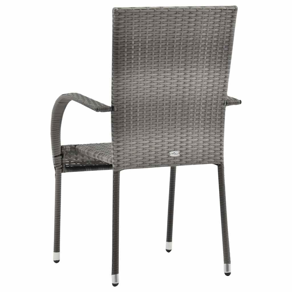 Grey Poly Rattan Stacking Patio Chairs V387991