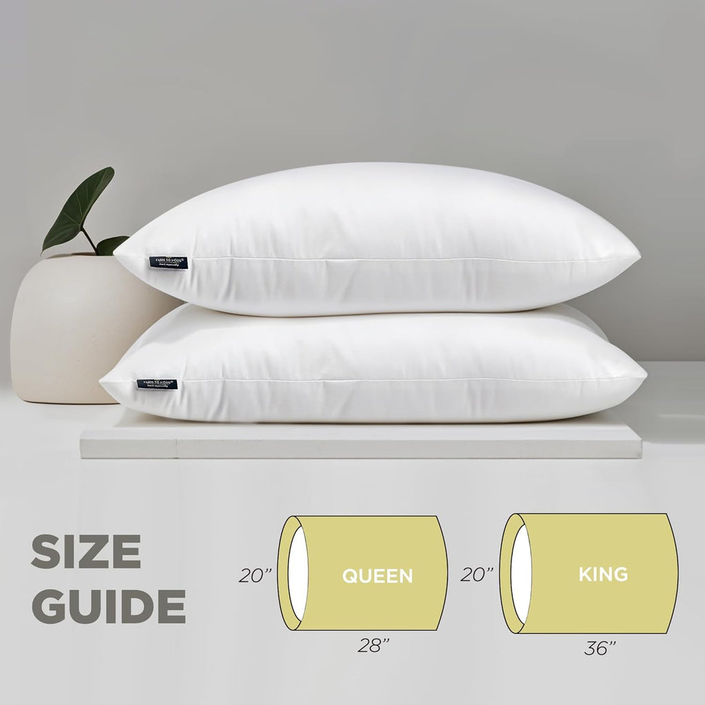 100% Organic Cotton Cover King Size Bed Pillows Set of 2 K5298