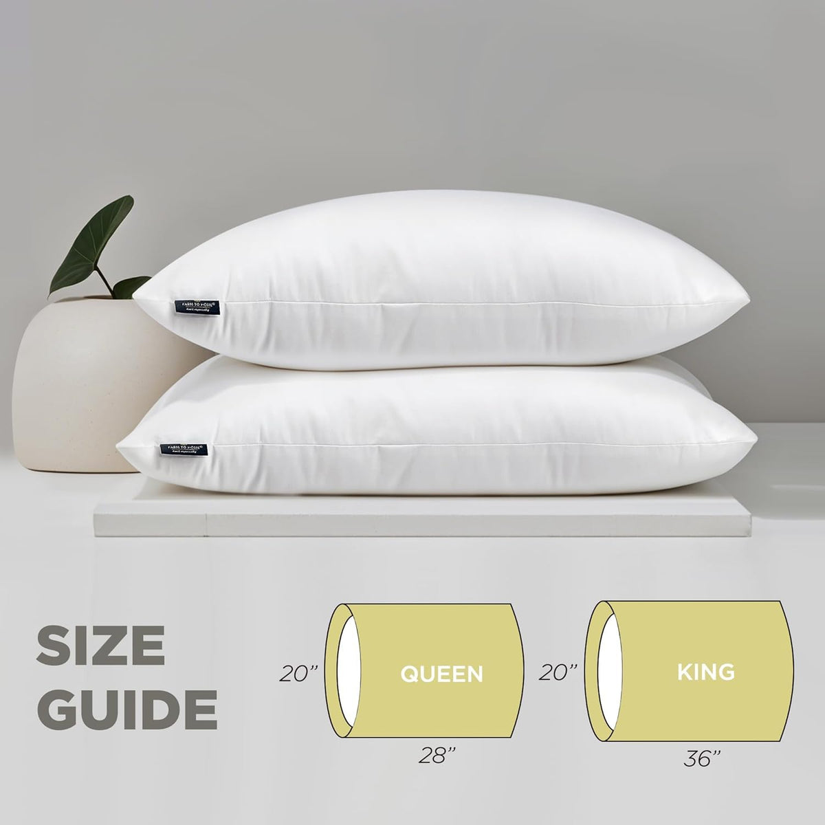 100% Organic Cotton Cover King Size Bed Pillows Set of 2 K5298