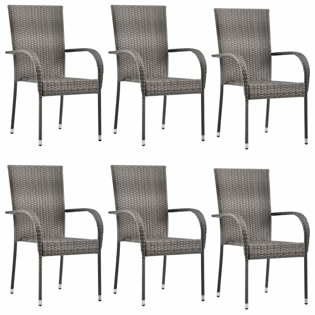 Grey Poly Rattan Stacking Patio Chairs V387991