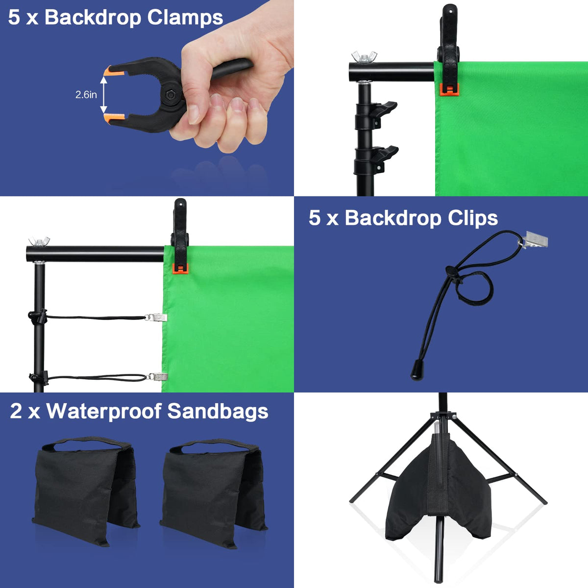 Adjustable Photo Backdrop Stand Kit with Carry Bag M17491