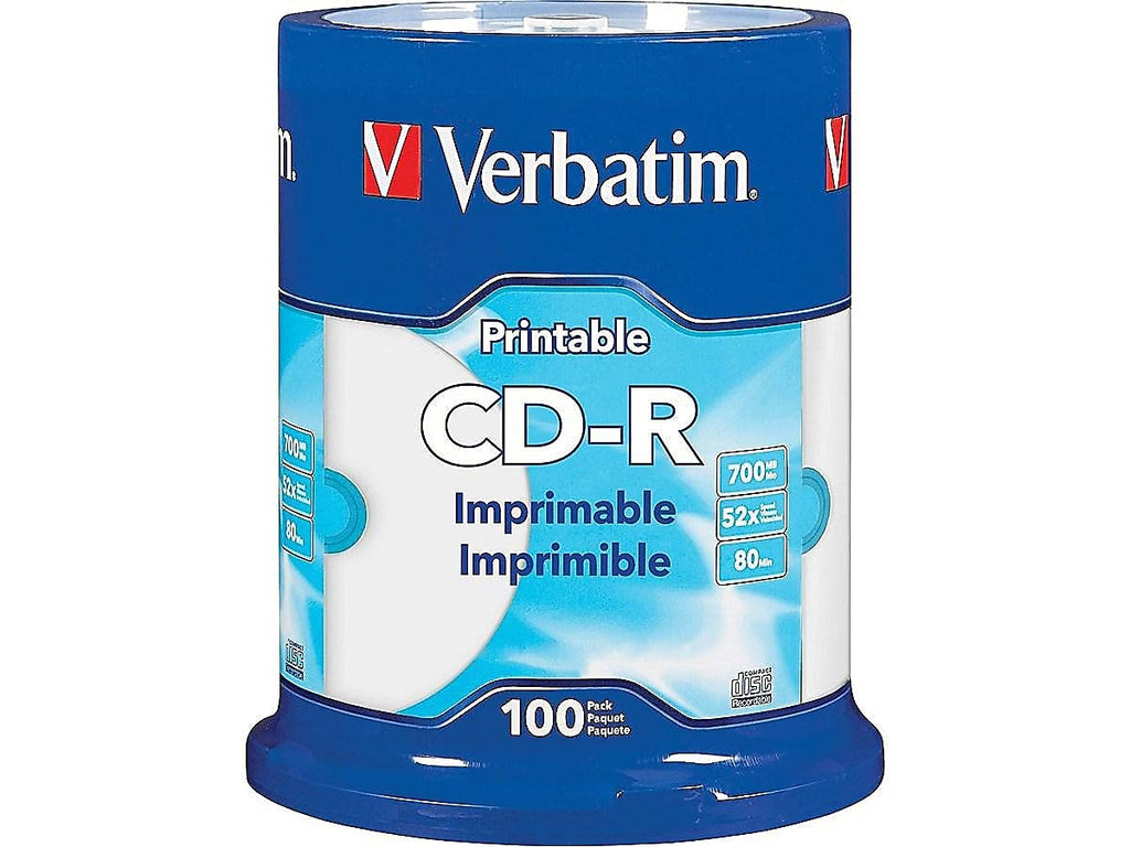 CD-R 52X 700MB/80 Minute White Inkjet Printable 100 Pack Spindle O561