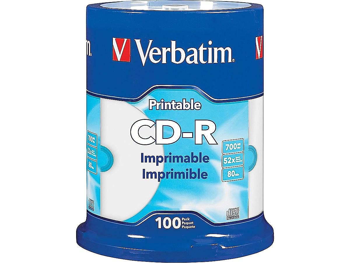 CD-R 52X 700MB/80 Minute White Inkjet Printable 100 Pack Spindle O561