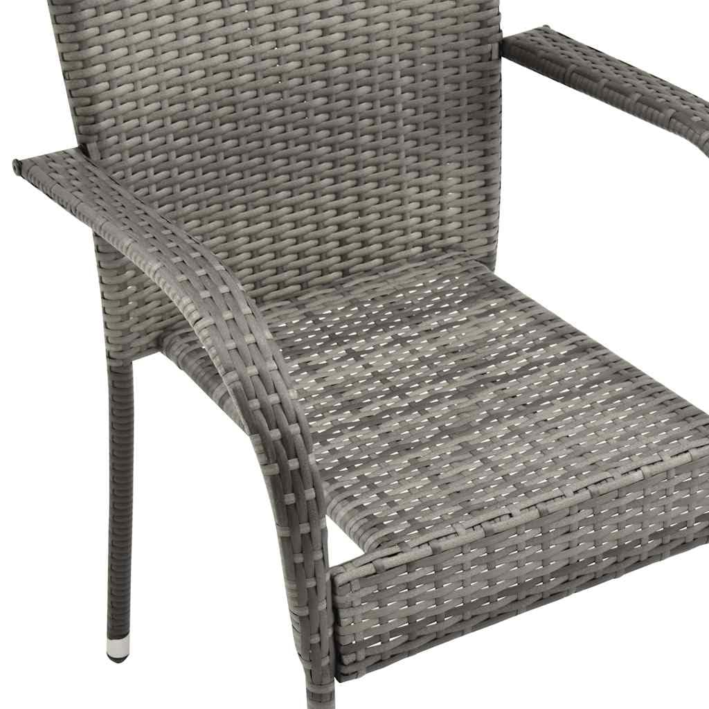 Grey Poly Rattan Stacking Patio Chairs V387991