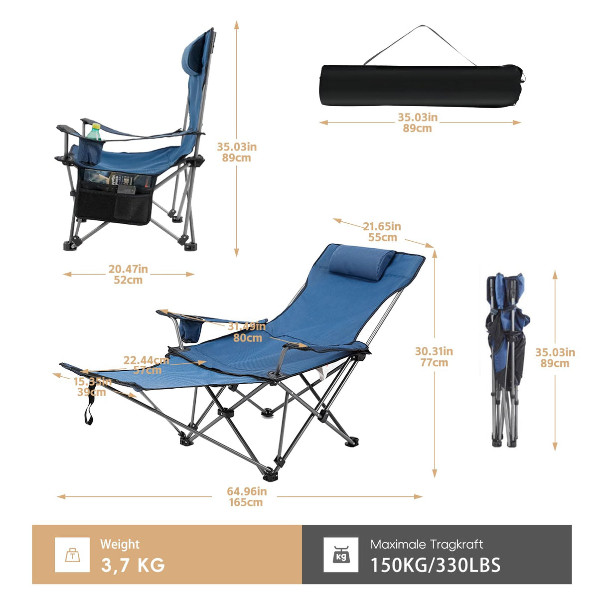 Zero Gravity Reclining Folding Chair with Footrest Cup Holder R9739