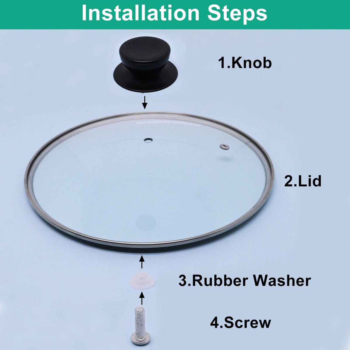 10 Inch Round Tempered Glass Pan Lid with Heat Resistant Handle Z360