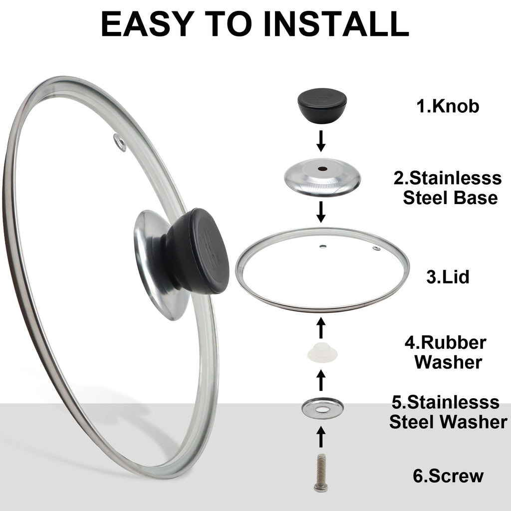 8 Inch Tempered Glass Lid with Stainless Steel Rim T79294