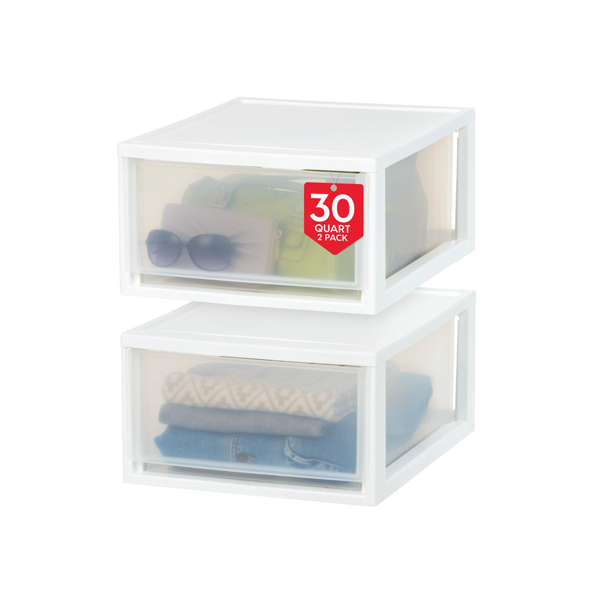 2-Pack 30 Qt. White Stacking Drawer Organizer X189
