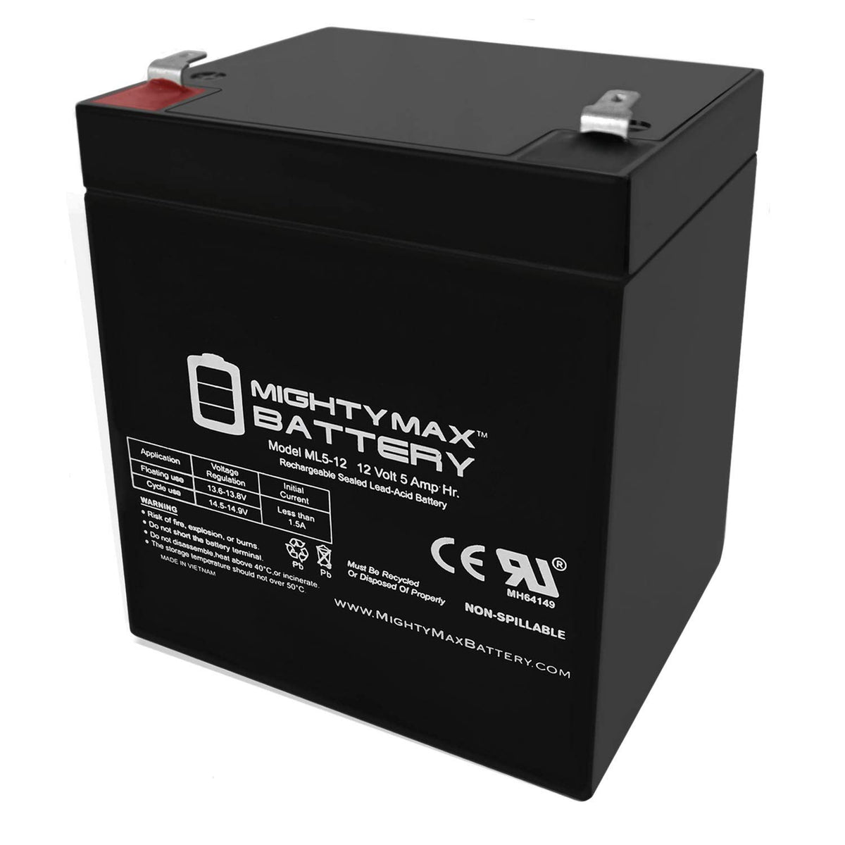 12 Volt 5 AH Rechargeable SLA AGM Battery L631