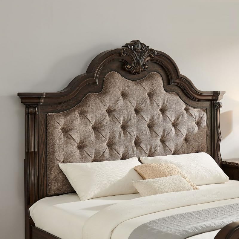 Dark Cherry Wood Eastern King Traditional Platform Bed X8380