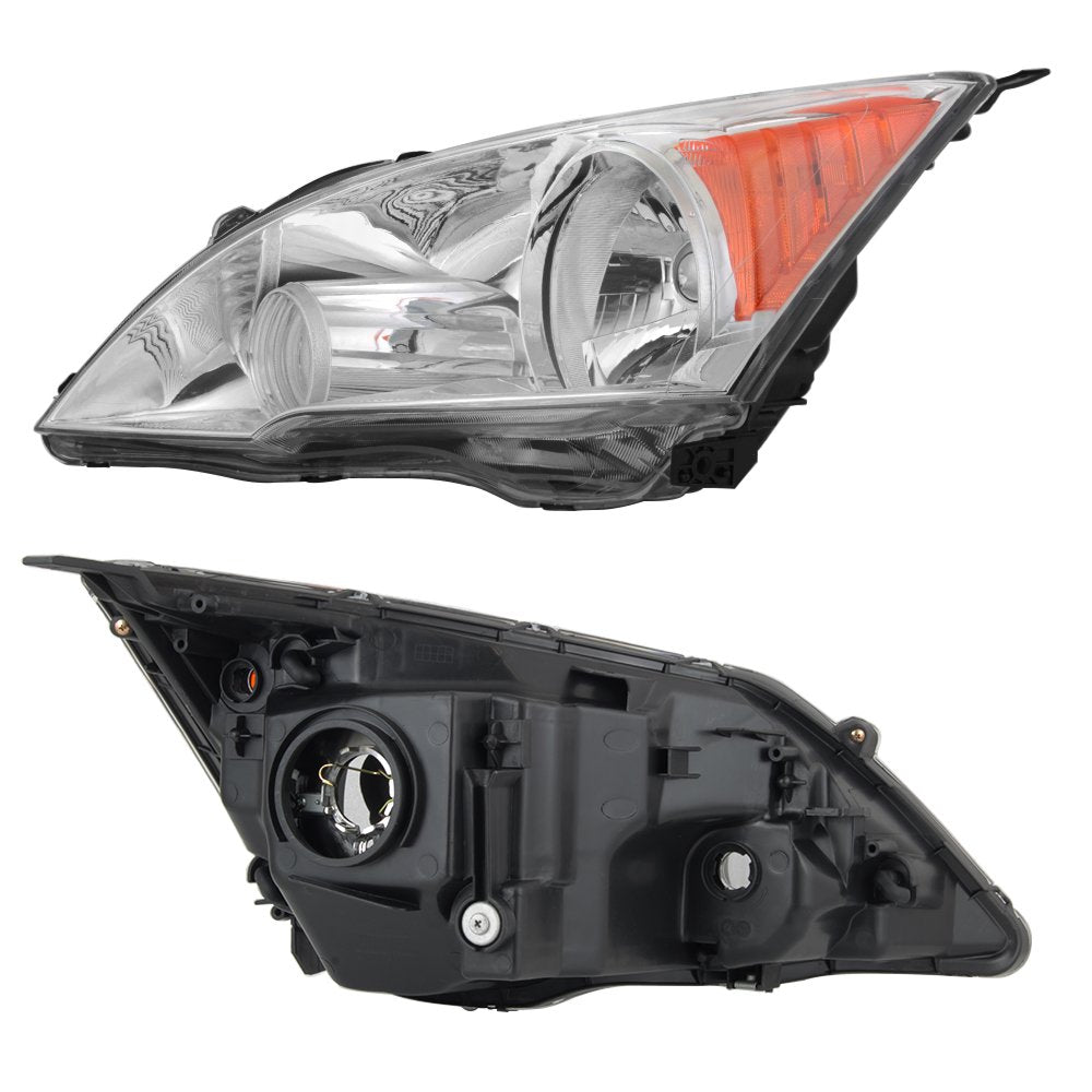 2007-11 Honda CR-V Headlight Assembly Chrome Housing Clear Lens Full Set M3405