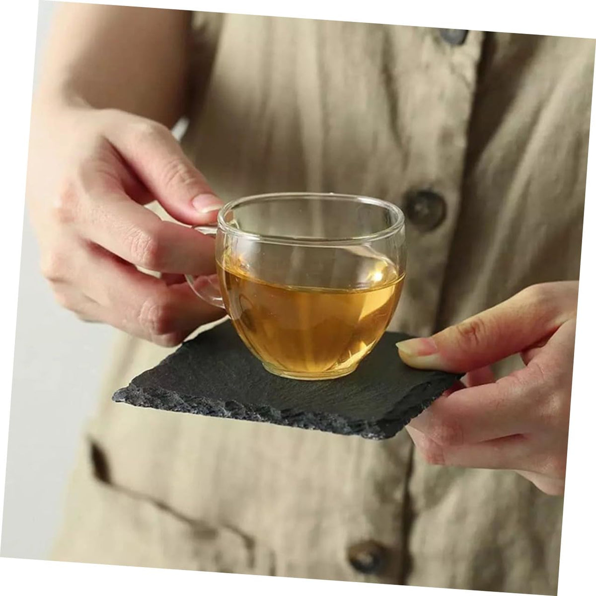 Black Natural Stone Drink Coasters L8072