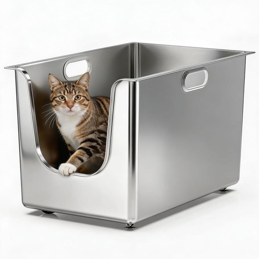 XL Stainless Steel Cat Litter Box with Low Entry V925541