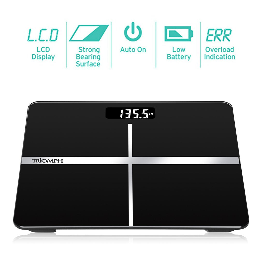 Black Digital Bathroom Scale with Backlit Display M971655