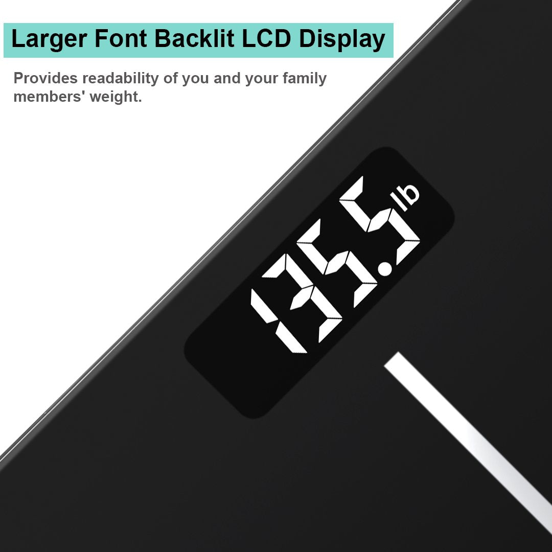 Black Digital Bathroom Scale with Backlit Display M971655
