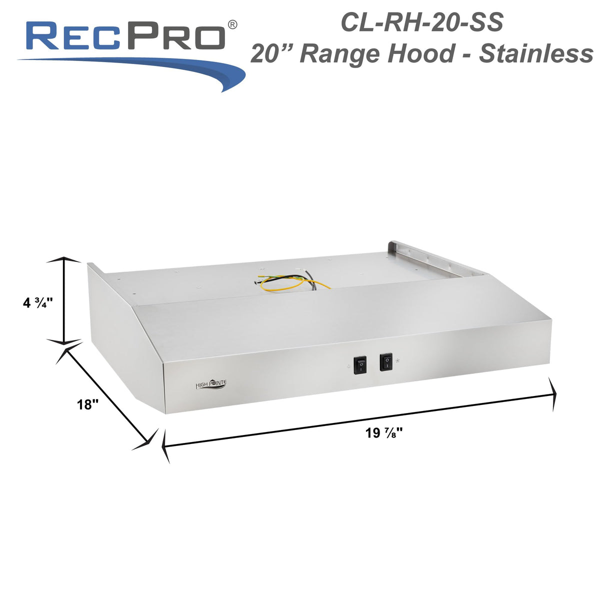 12V RV Range Hood 20" Stainless Steel A267