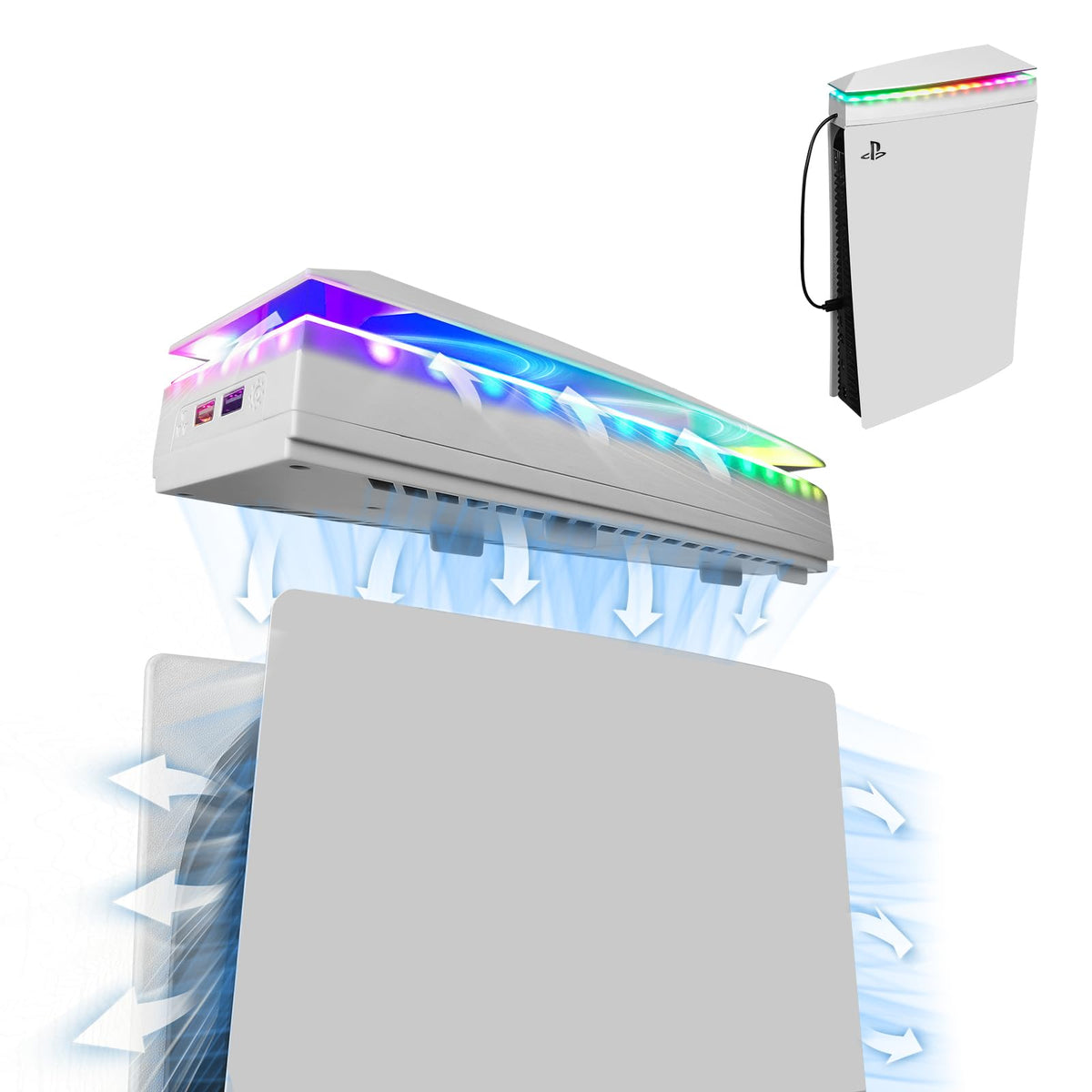 Console Cooling Fan with Dust Cover Colorful LED Light C6874
