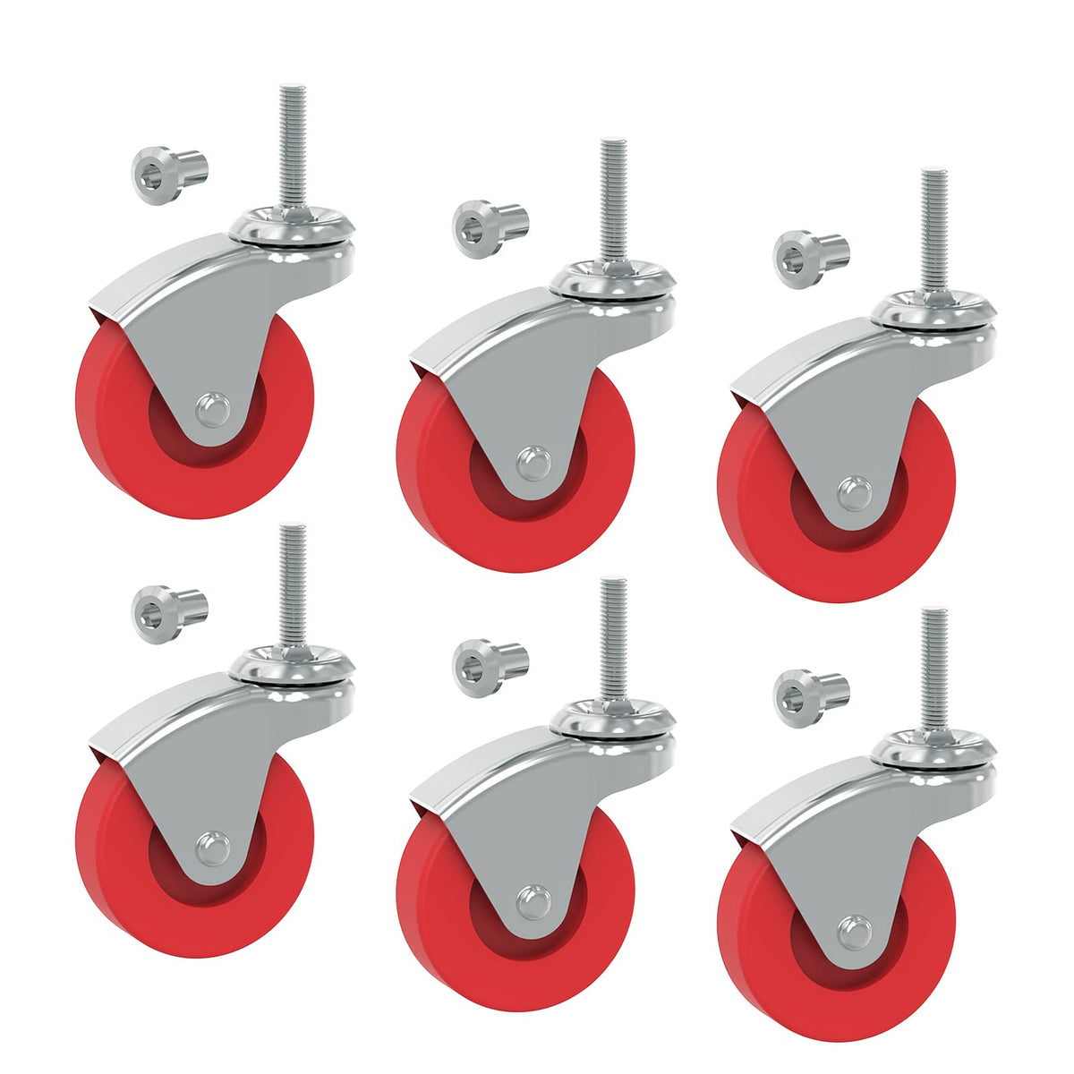 2.5 Inch Stem Caster Wheels Set of 6 D37243