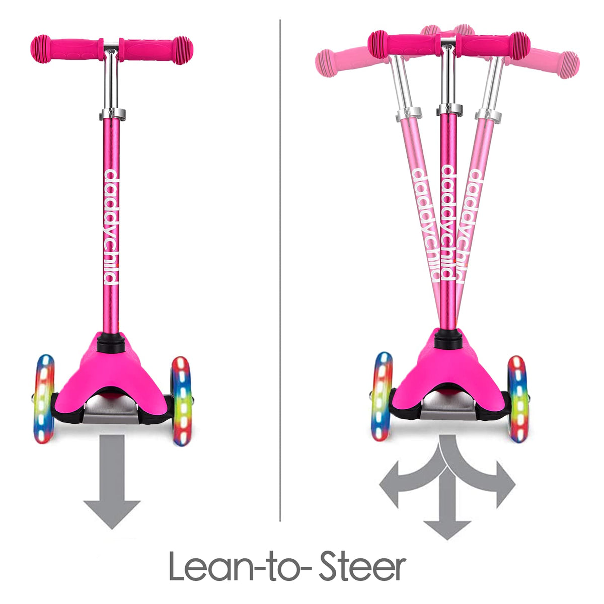 3-Wheel Kick Scooter with Light Up Wheels, 4 Adjustable Heights, Foldable C722