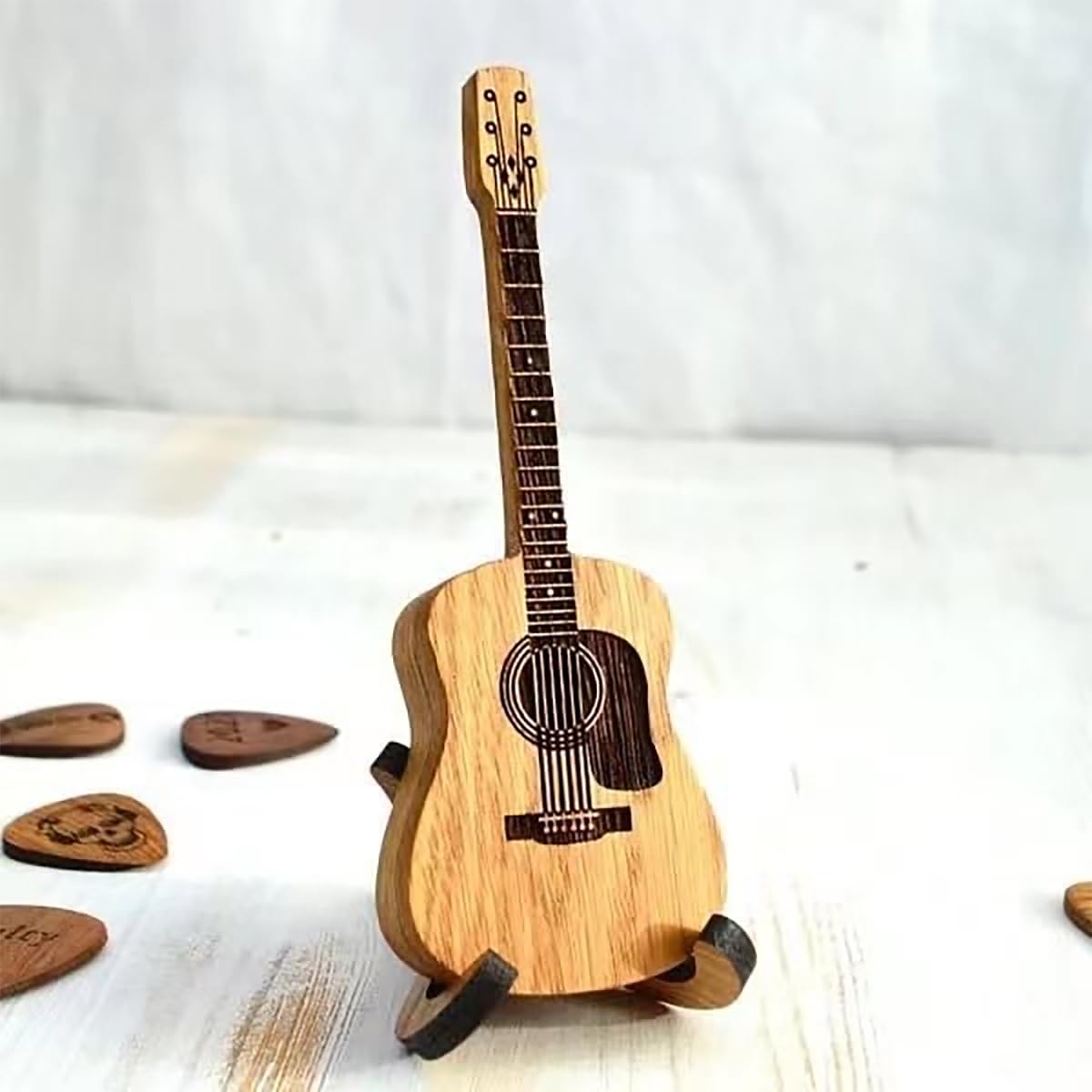 Wooden Guitar Pick Box with Stand 3PCS O160