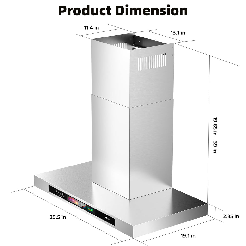 Wall Mount Range Hood 30 Inch 900 CFM V2524