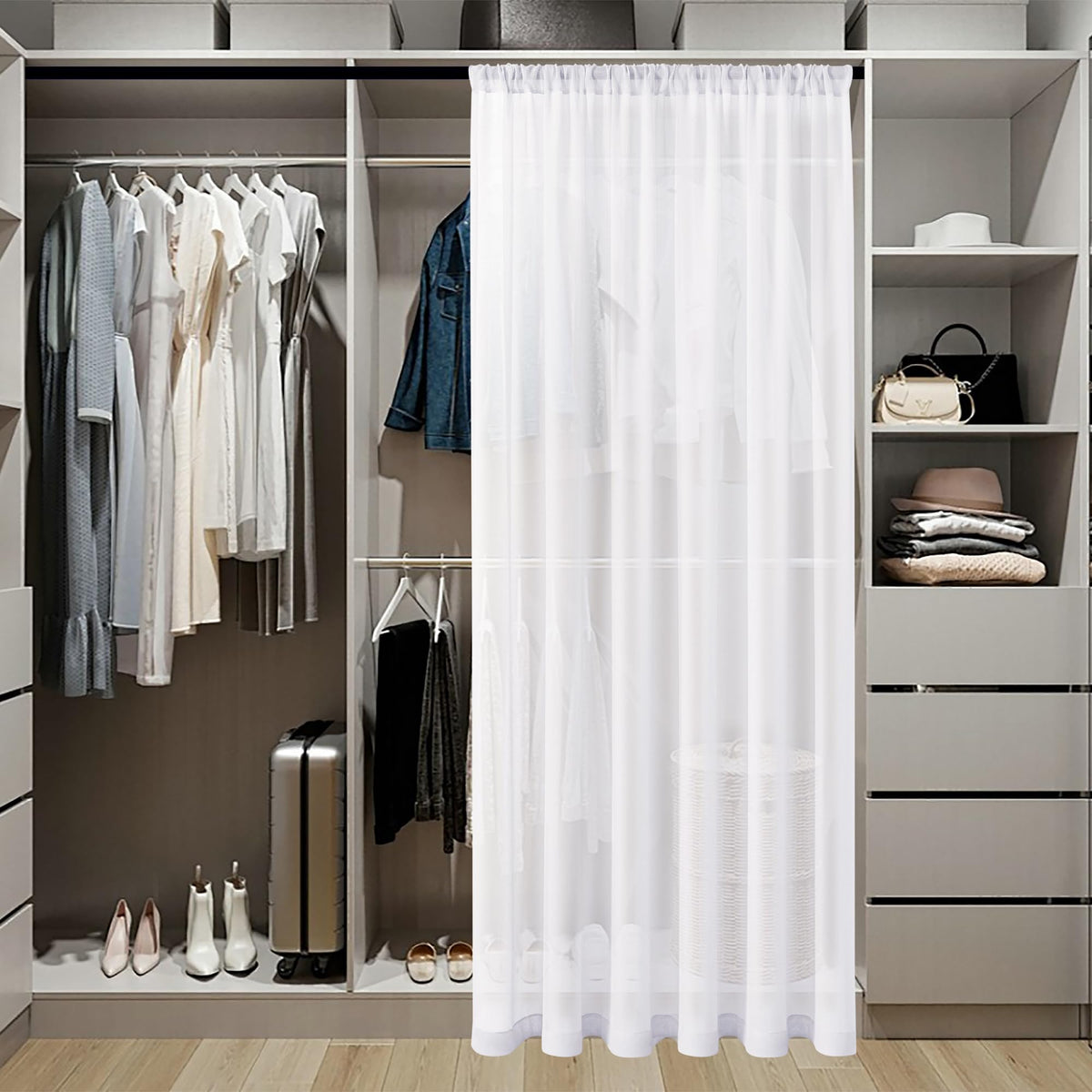 White Linen Textured Sheer Curtains, 25 x 72 Inches, 1 Panel R560495
