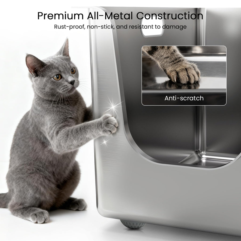 XL Stainless Steel Cat Litter Box with Low Entry V925541