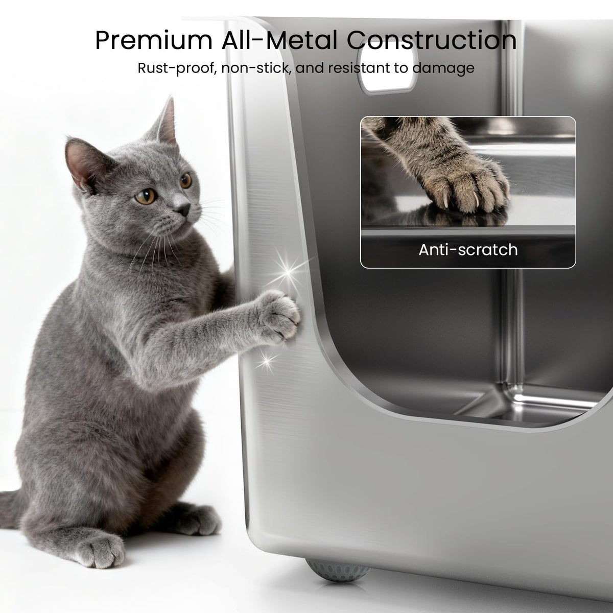 XL Stainless Steel Cat Litter Box with Low Entry V925541