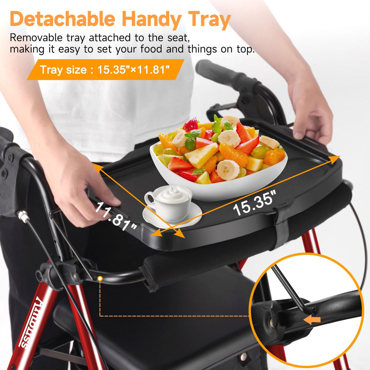 Foldable Rollator Walker with Seat & Tray N669697