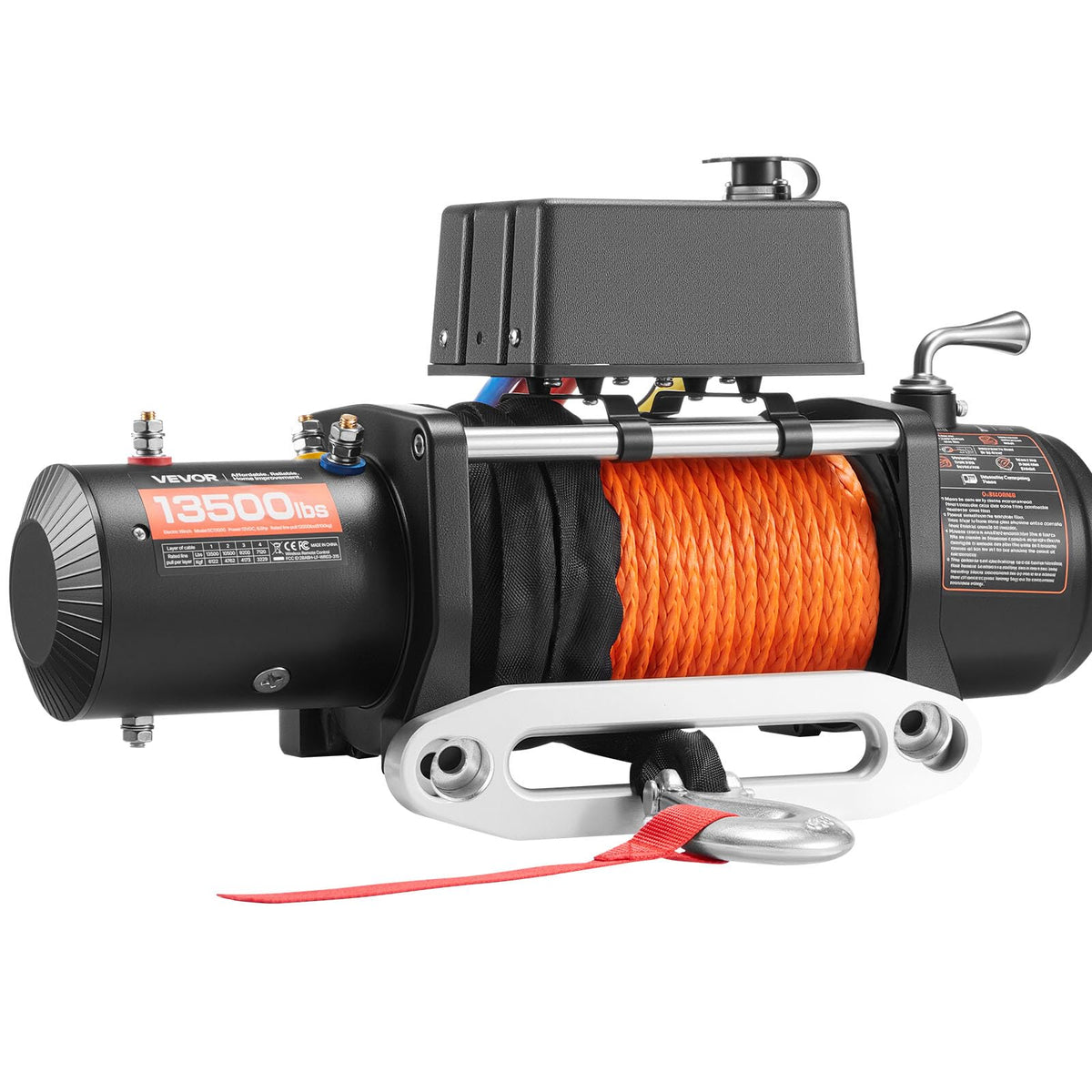 13,500 lb 12V DC Electric Truck Winch with Synthetic Rope N48770