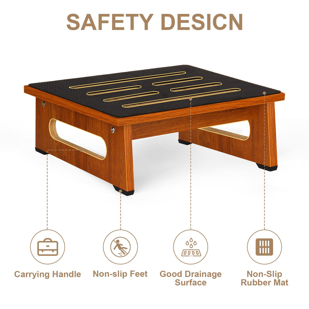 Brown Bed Step Stool with Handles B2535