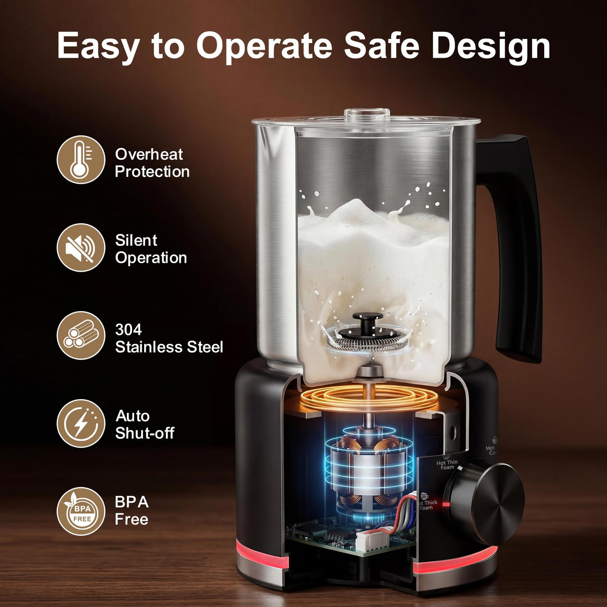 Black Electric Milk Frother and Steamer N83948
