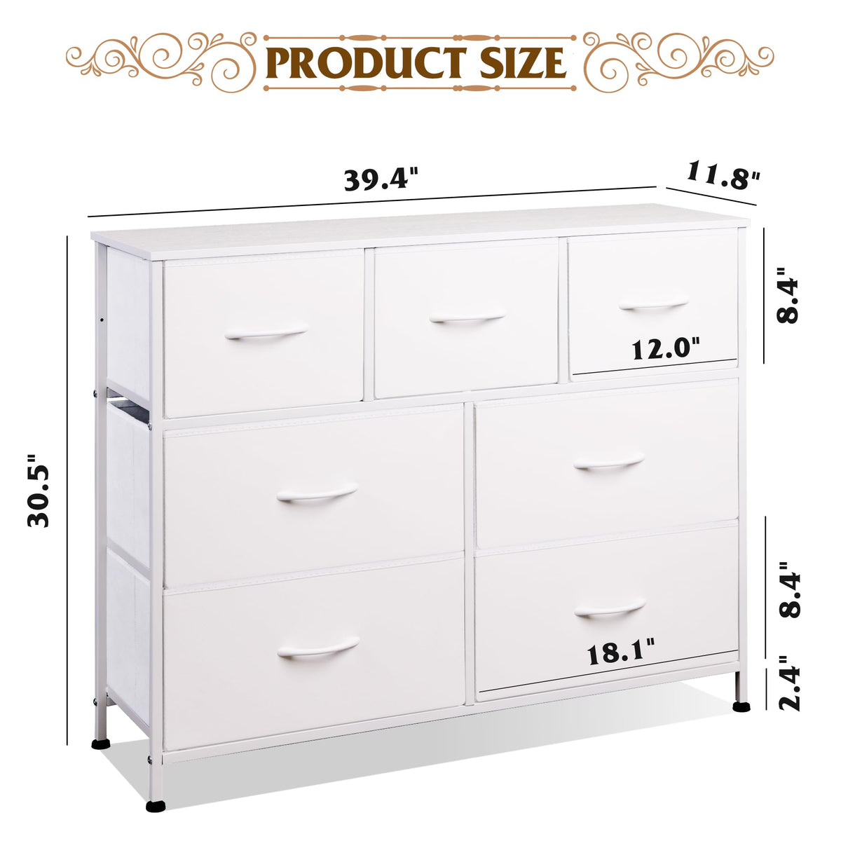 White 7 Drawer Dresser B501492