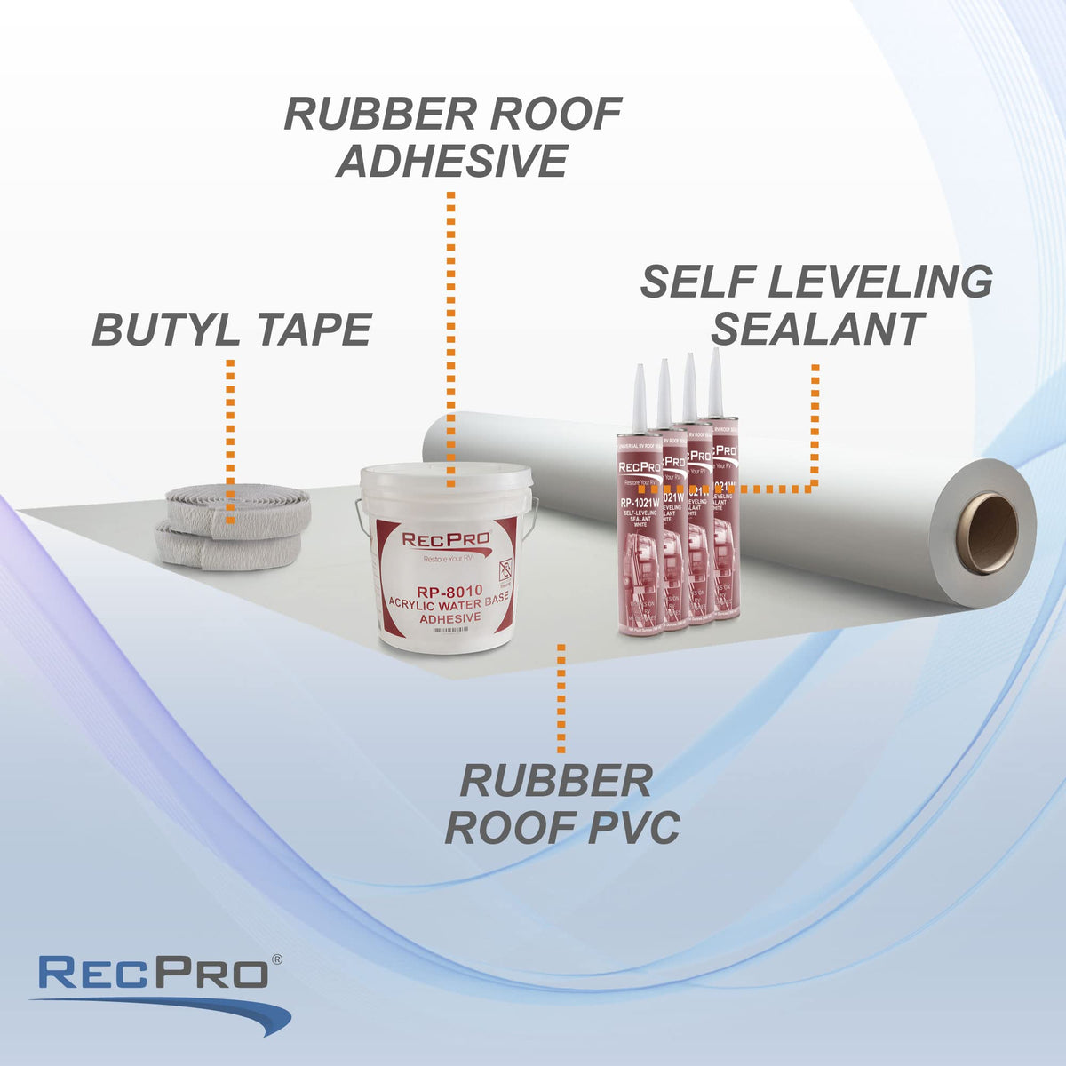RV Rubber Roof Kit 8.5' Wide 15 ft Q368