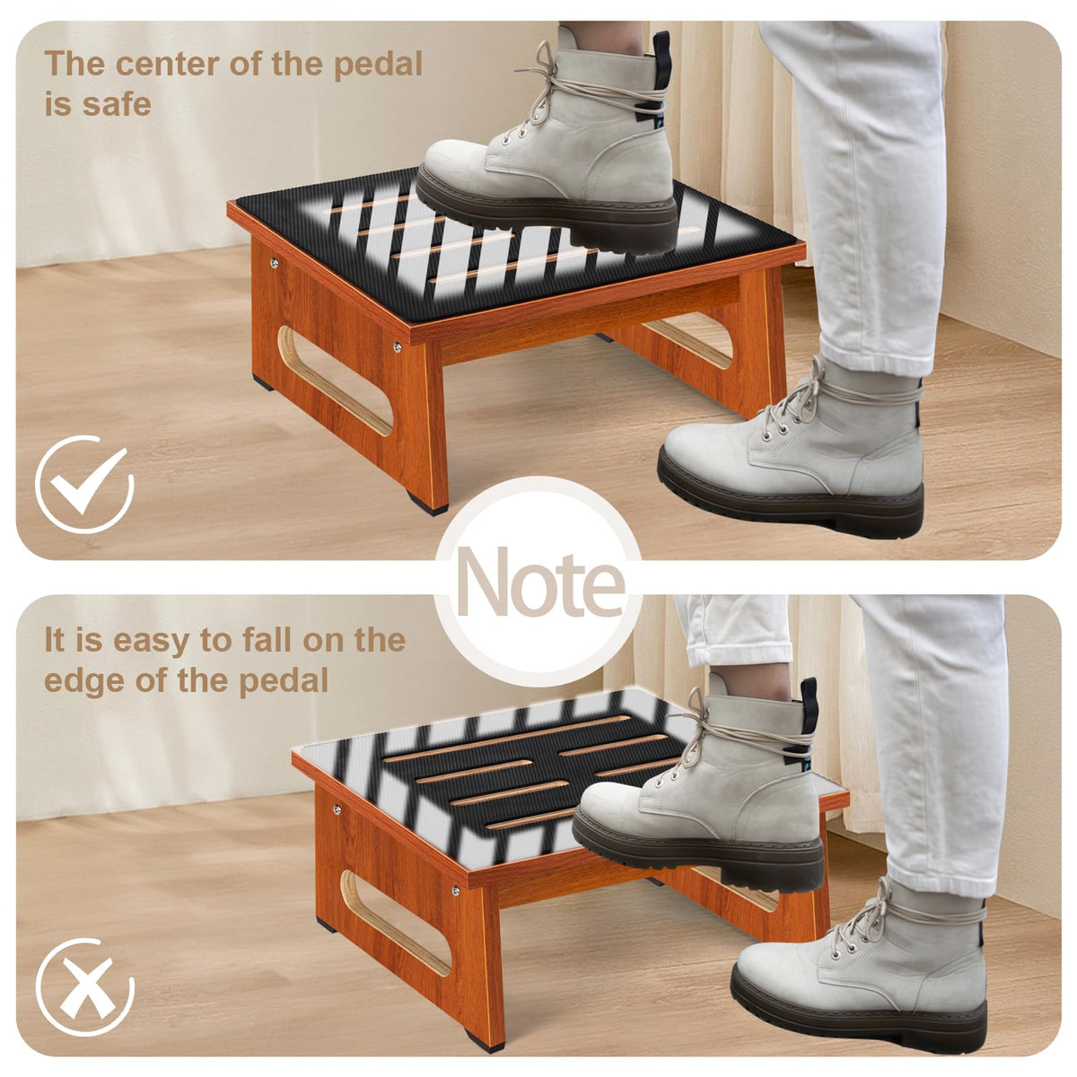 Brown Bed Step Stool with Handles B2535