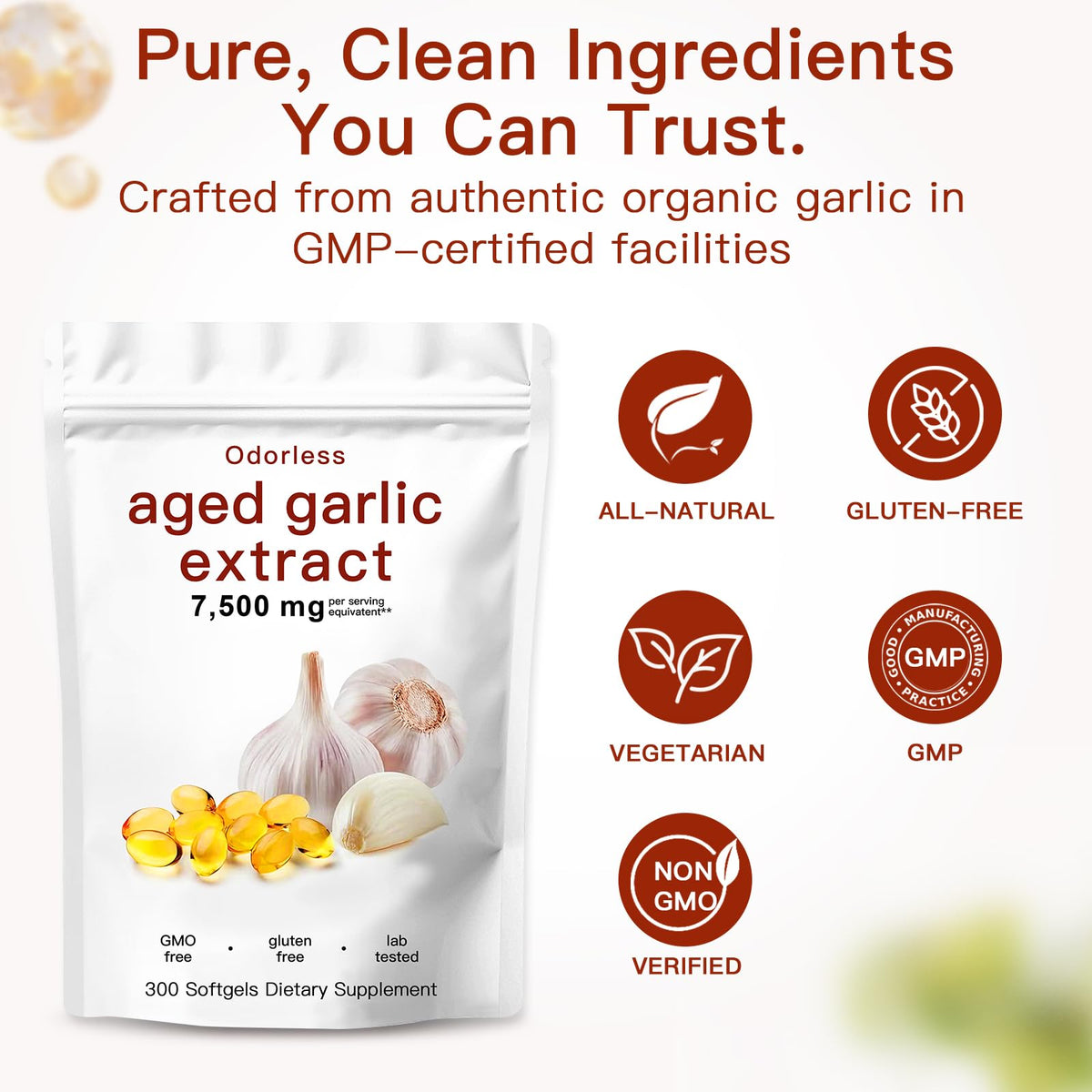 Odorless Organic Aged Garlic Extract Capsules F976769