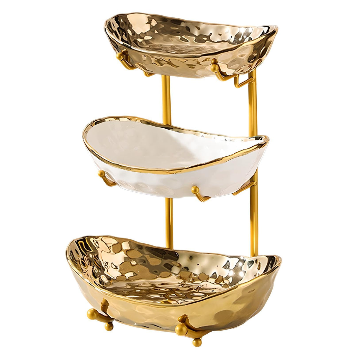 3 Tier Ceramic Fruit Bowl with Metal Stand H2261