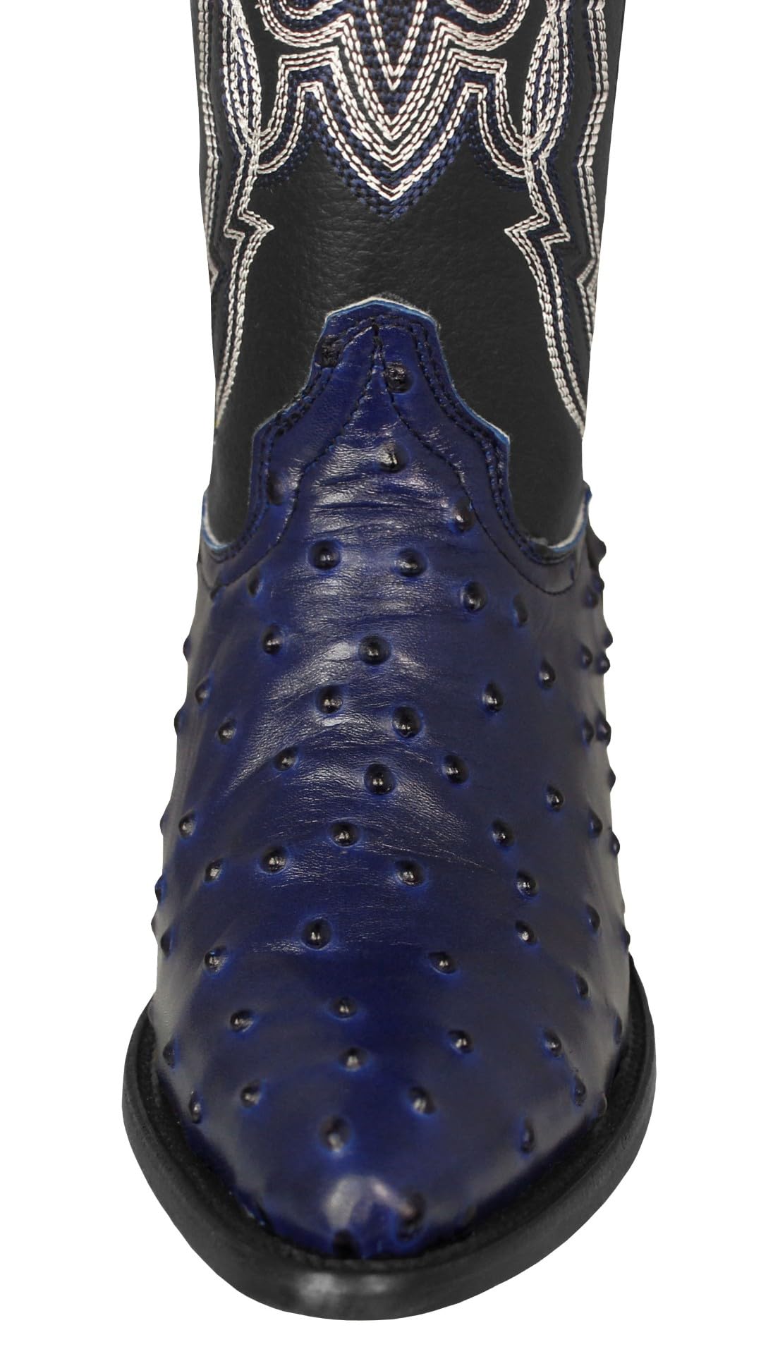 Blue Ostrich Quill Print Leather Western Cowboy Boots X279650