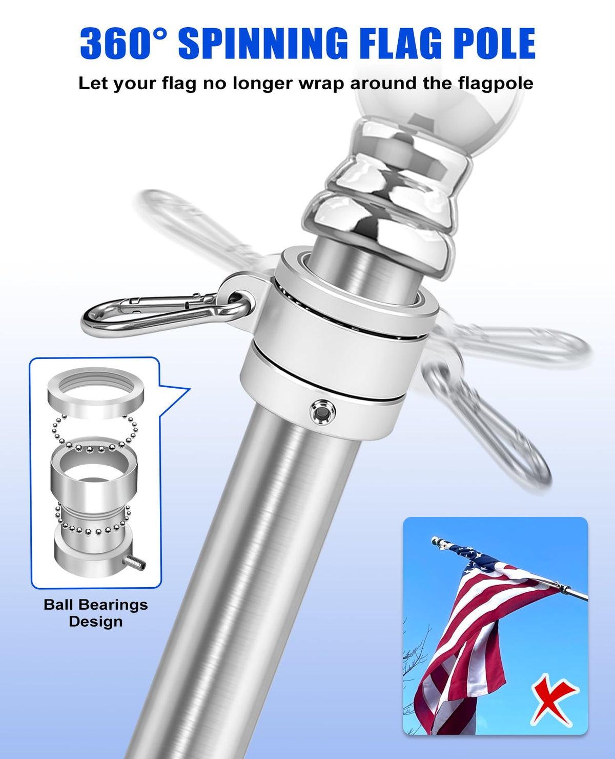 T304 Stainless Steel Flag Pole O868562