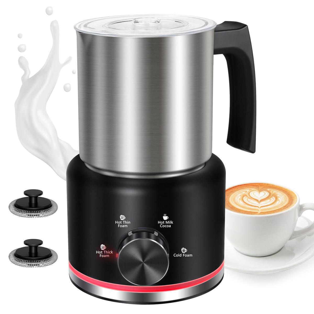 Black Electric Milk Frother and Steamer N83948