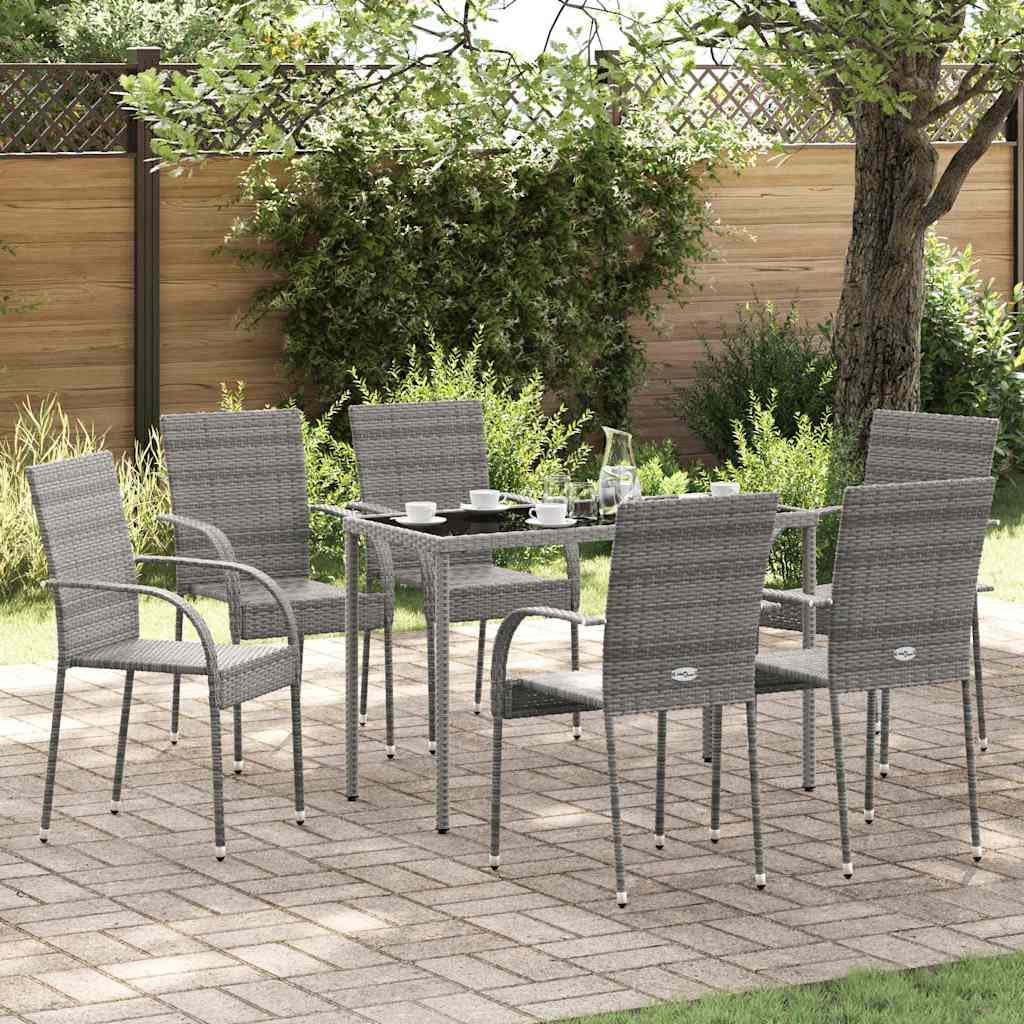 Grey Poly Rattan Stacking Patio Chairs V387991